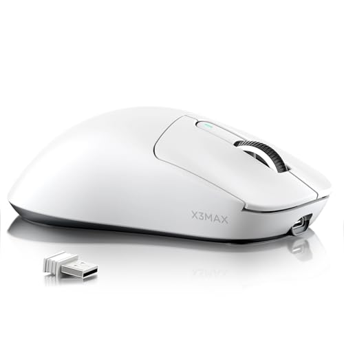 ATTACK SHARK X3MAX 49g Superlight Mouse, PixArt PAW3950 Gaming Sensor, BT/2.4G Wireless/Wired Gaming Mouse, 6 Adjustable DPI up to 42000, 200 Hrs Battery, Office Mice for Win11/Xbox/PS/Mac (White) Bild 1
