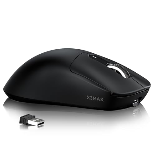 ATTACK SHARK X3MAX 49g Superlight Mouse, PixArt PAW3950 Gaming Sensor, BT/2.4G Wireless/Wired Gaming Mouse, 6 Adjustable DPI up to 42000, 200 Hrs Battery, Office Mice for Win11/Xbox/PS/Mac (Black) Bild 1