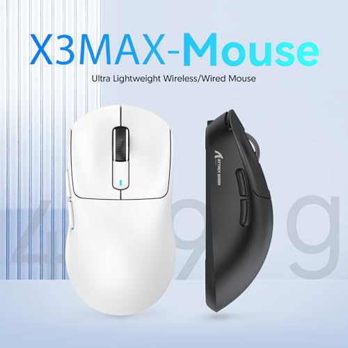 ATTACK SHARK X3MAX 49g Superlight Mouse, PixArt PAW3950 Gaming Sensor, BT/2.4G Wireless/Wired Gaming Mouse, 6 Adjustable DPI up to 42000, 200 Hrs Battery, Office Mice for Win11/Xbox/PS/Mac (Black) Bild 2