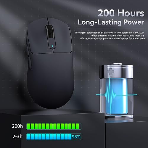 ATTACK SHARK X3MAX 49g Superlight Mouse, PixArt PAW3950 Gaming Sensor, BT/2.4G Wireless/Wired Gaming Mouse, 6 Adjustable DPI up to 42000, 200 Hrs Battery, Office Mice for Win11/Xbox/PS/Mac (Black) Bild 7