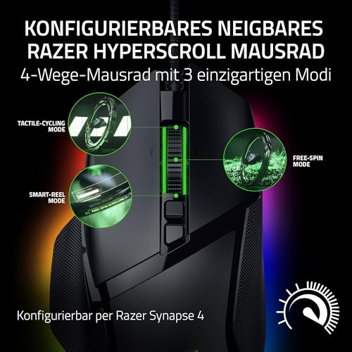 Razer Basilisk V3 35K - Vollständig anpassbare ergonomische kabelgebundene Gaming-Maus - Focus Pro 35K Sensor (HyperScroll Tilt Wheel, 11-Zonen-Beleuchtung, optische Mausschalter Gen-3) Schwarz Bild 4