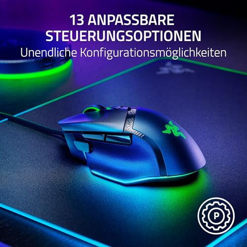 Razer Basilisk V3 35K - Vollständig anpassbare ergonomische kabelgebundene Gaming-Maus - Focus Pro 35K Sensor (HyperScroll Tilt Wheel, 11-Zonen-Beleuchtung, optische Mausschalter Gen-3) Schwarz Bild 6