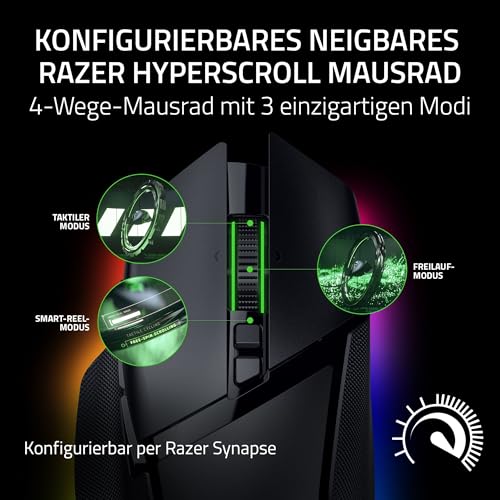 Razer Basilisk V3 Pro 35K - Vollständig anpassbare kabellose ergonomische Gaming-Maus mit Chroma RGB - 35K optischer Sensor (konfigurierbares Rad, 1K Hz Polling-Rate, 13 anpassbare Tasten) Schwarz Bild 2
