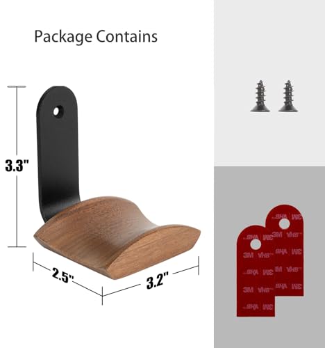 Headset Halterung mit 6cm Breiter Kopfstütze aus Nussholz,Kopfhörer Ständer mit 3M Klebeband und Schraube,Headset Ständer für Over Ear und Gaming,Kopfhörer Halter für Tisch,Vitrine Bild 5