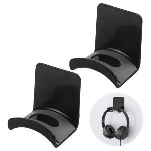 2 Stück Headset Halterung, mit Starkem Klebeband, Praktischer und Premium, Wandhalterung Kopfhörer Halter für Gaming-Headsets und Ohrhörer (Schwarz) Bild 1