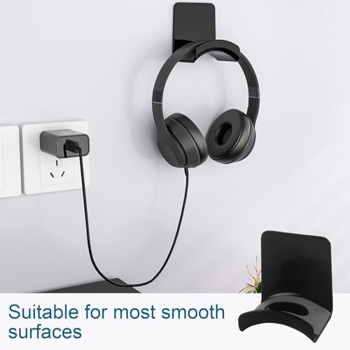 2 Stück Headset Halterung, mit Starkem Klebeband, Praktischer und Premium, Wandhalterung Kopfhörer Halter für Gaming-Headsets und Ohrhörer (Schwarz) Bild 6