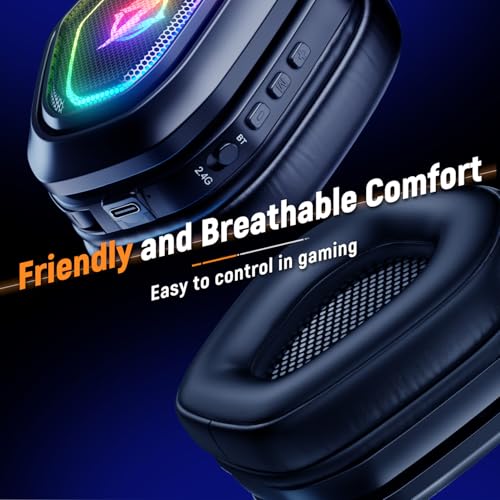 Ozeino, kabelloses Gaming- Kopfhörerset mit 2,4 GHz Mikrofon, 2,4 G USB-Sender und Typ C, 30 Stunden Akkulaufzeit, für Ps5, Ps4, PC Bild 4
