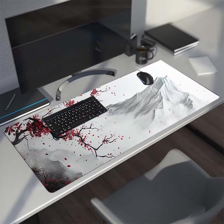 Mauspad XXL 700x400x3mm, Gaming Mauspad Weiß Mauspad Groß, Schreibtischunterlage Berg Desk Mat, Verbessert Präzision und Geschwindigke, Wassxerdicht Anti-Rutsch, Gaming-Mauspads für Pc, Laptop WS-142 Bild 2