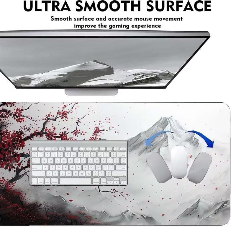 Mauspad XXL 700x400x3mm, Gaming Mauspad Weiß Mauspad Groß, Schreibtischunterlage Berg Desk Mat, Verbessert Präzision und Geschwindigke, Wassxerdicht Anti-Rutsch, Gaming-Mauspads für Pc, Laptop WS-142 Bild 7