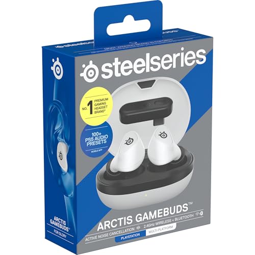 SteelSeries Arctis GameBuds Gaming-Headset für PlayStation, kabellos, 2,4 GHz + BT5.3, aktive Geräuschunterdrückung/Transparenz, 40H-Akku, kabelloses Aufladen, PS5, PC, Switch, Handy Bild 6