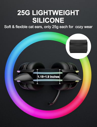 Schwarze Katzenohren für Kopfhörer, Silikon, niedliche Kätzchen-Ohren-Aufsatz, schönes abnehmbares Zubehör, passend für Gaming-Headset, leicht und langlebig Bild 3