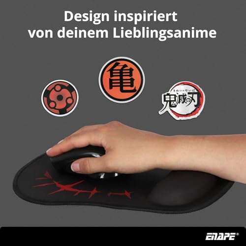 Wrist Mousepad für Gaming & Büro mit Memory-Schaum – Maus Pad PC, Mouse Pads & Tastatur Unterlage Schreibtisch – Mousepad Anime, Schreibtischzubehör & Ablage (Rot) Bild 2