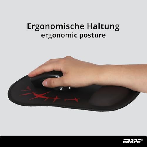 Wrist Mousepad für Gaming & Büro mit Memory-Schaum – Maus Pad PC, Mouse Pads & Tastatur Unterlage Schreibtisch – Mousepad Anime, Schreibtischzubehör & Ablage (Rot) Bild 3
