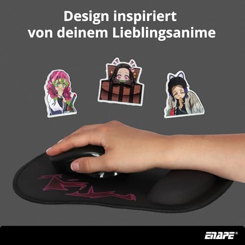 Wrist Mousepad für Gaming & Büro mit Memory-Schaum – Maus Pad PC, Mouse Pads & Tastatur Unterlage Schreibtisch – Mousepad Anime, Schreibtischzubehör & Ablage (Violett) Bild 2