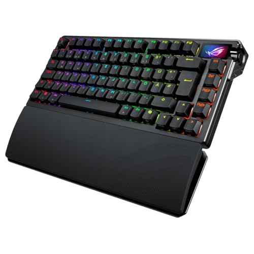 ASUS ROG Azoth Extreme 75% Gaming Tastatur (QWERTZ-Layout, mechanische ROG NX-Switches, OLED-Touchscreen, Dreifach-Steuerungsknopf, kabellos via Bluetooth, 2,4-GHz-RF Wireless, USB, MacOS kompatibel) Bild 2