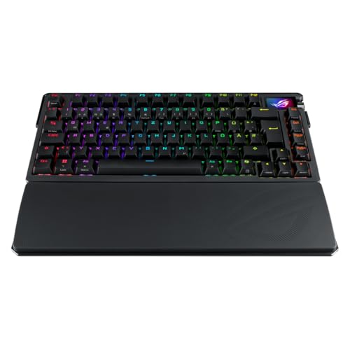 ASUS ROG Azoth Extreme 75% Gaming Tastatur (QWERTZ-Layout, mechanische ROG NX-Switches, OLED-Touchscreen, Dreifach-Steuerungsknopf, kabellos via Bluetooth, 2,4-GHz-RF Wireless, USB, MacOS kompatibel) Bild 4