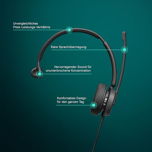 EPOS Impact 430 - Mono On-Ear kabelgebundenes USB-C & USB-A-Headset mit Noise-Cancelling-Mikrofon, Plug-and-Play, hochwertiger Klang, leichtes Design, für Remote Arbeit, Büroanrufe und Zoom-Meetings Bild 2