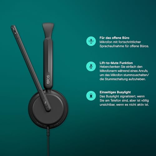 EPOS Impact 430 - Mono On-Ear kabelgebundenes USB-C & USB-A-Headset mit Noise-Cancelling-Mikrofon, Plug-and-Play, hochwertiger Klang, leichtes Design, für Remote Arbeit, Büroanrufe und Zoom-Meetings Bild 3