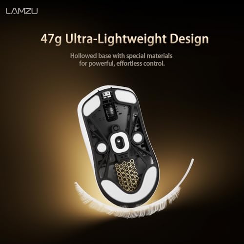 Lamzu Maya X kabellose Gaming-Maus, 47 g, optischer Schalter, 30.000 DPI, symmetrisch, Nordic 52840 MCU, staubdichter Encoder, PAW3950 Sensor (größere Maya) (weiß) Bild 4