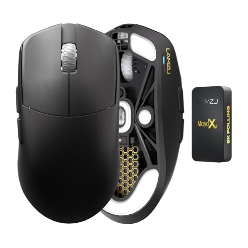 Lamzu MAYA X Kabellose Gaming-Maus, ultraleicht, 47 g, optischer Schalter, max 30000 dpi, symmetrisch, MCU Nordic 52840, staubdichter Encoder, PAW3950-Sensor (größerer Maya) Bild 1