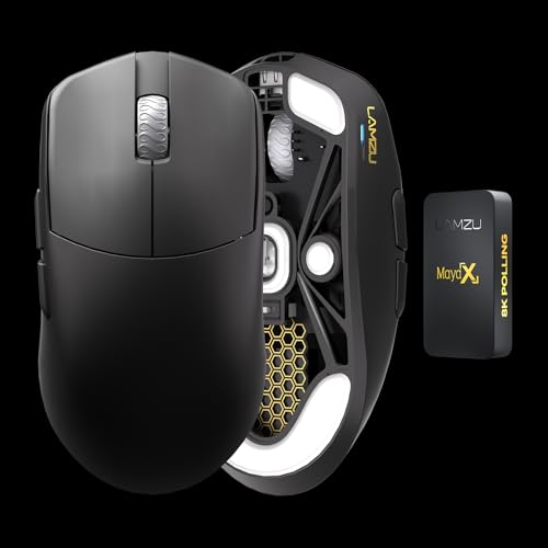 Lamzu MAYA X Kabellose Gaming-Maus, ultraleicht, 47 g, optischer Schalter, max 30000 dpi, symmetrisch, MCU Nordic 52840, staubdichter Encoder, PAW3950-Sensor (größerer Maya) Bild 3
