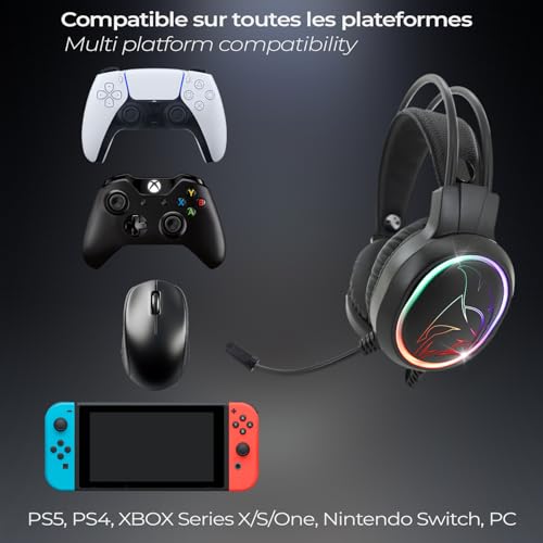 EMPIRE GAMING - Icarus S17 Gaming-Headset für PS5, PS4, Xbox One/Serie, PC, Mac, Smartphones, Tablets, Fernbedienung, HD-Stereo-Sound, Flexibles Mikrofon, Schwarz Bild 5