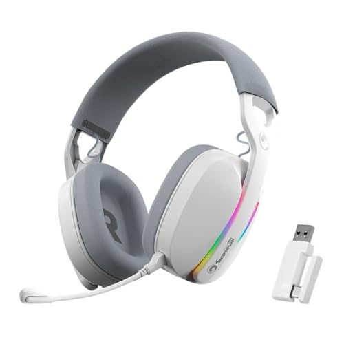 MARVO HG9086W-WH Gaming-Headset, Pulz, 70 W, kabellos, RGB, 40-mm-Treiber, Tri-Mode-Konnektivität, Weiß Bild 2