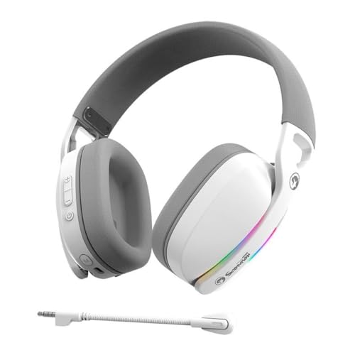 MARVO HG9086W-WH Gaming-Headset, Pulz, 70 W, kabellos, RGB, 40-mm-Treiber, Tri-Mode-Konnektivität, Weiß Bild 3