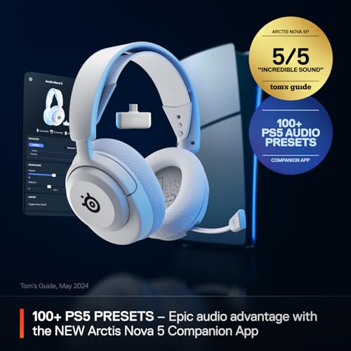 SteelSeries Arctis Nova 5 Kabelloses Multi-System-Gaming-Headset, weiß, magnetische Neodym-Treiber, mehr als 100 Audio-Voreinstellungen – Akku 60 HR – 2,4 GHz oder BT Bild 2