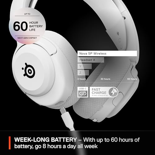 SteelSeries Arctis Nova 5 Kabelloses Multi-System-Gaming-Headset, weiß, magnetische Neodym-Treiber, mehr als 100 Audio-Voreinstellungen – Akku 60 HR – 2,4 GHz oder BT Bild 5