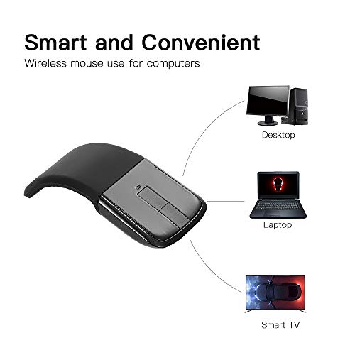 SENECESLI Faltbare Kabellose Arc Maus, Leise Reisemaus, Wiederaufladbar mit Touch Steuerung, Optische USB Computermäuse für PC, Laptop, Plug and Play Bild 2