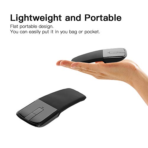 SENECESLI Faltbare Kabellose Arc Maus, Leise Reisemaus, Wiederaufladbar mit Touch Steuerung, Optische USB Computermäuse für PC, Laptop, Plug and Play Bild 3