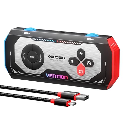VENTION USB 7.1 Soundkarte Extern Gaming-DAC, 7.1 Virtual Surround Sound, 24bit/192KHz, RGB Light System, Gaming Audio Verstärker Kompatibel mit PS5, PS4, Xbox One, Switch, PC, Headset Bild 1