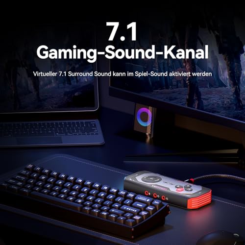 VENTION USB 7.1 Soundkarte Extern Gaming-DAC, 7.1 Virtual Surround Sound, 24bit/192KHz, RGB Light System, Gaming Audio Verstärker Kompatibel mit PS5, PS4, Xbox One, Switch, PC, Headset Bild 2