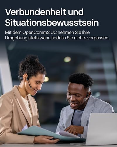 SHOKZ OpenComm2 UC 2025 Upgrade USB-A kabelloses Knochenschall PC Headset, Bluetooth Open-Ear Kopfhörer mit Noise-Cancelling Mikrofon, Ohrhörer für Office, Anruf, 16 Stunden Sprechzeit Bild 6