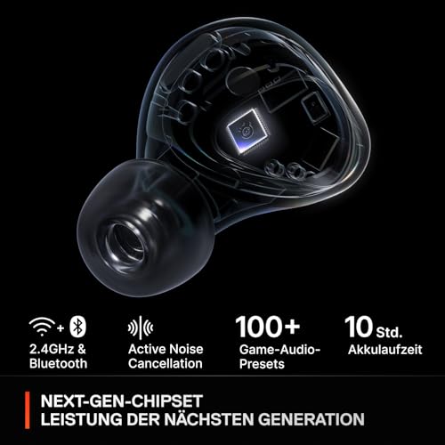 SteelSeries Arctis GameBuds für PS5 - Wireless In Ear Gaming Kopfhörer - 2,4GHz + BT5.3 - ANC/Transparenzmodus - Wasserbeständig IP55 - 40 Std. Akku - Drahtloses Laden - Für PS5, PC, Switch 2, Mobil Bild 4