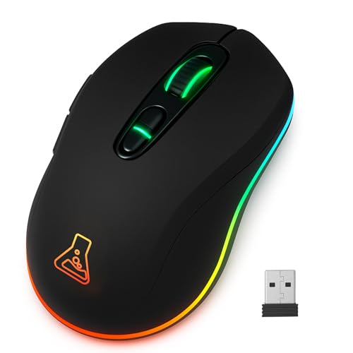 The G-LAB - Kult Krypton - Kabellose Gaming-Maus, 6400 DPI - Wireless Maus Bluetooth & 2.4 GHz, RGB, Wiederaufladbare Batterie, 7 Tasten, Leicht, Beidhändig - Schwarz - Neu Bild 1
