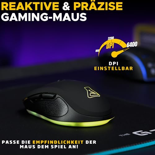The G-LAB - Kult Krypton - Kabellose Gaming-Maus, 6400 DPI - Wireless Maus Bluetooth & 2.4 GHz, RGB, Wiederaufladbare Batterie, 7 Tasten, Leicht, Beidhändig - Schwarz - Neu Bild 4