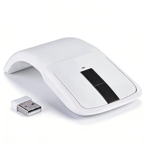 Dpofirs Arc Mouse, Ergonomische Maus 2,4 GHz Faltbare Arc Touch Maus Mäuse USB-Empfänger für PC Notebook Smart TV (White) Bild 1