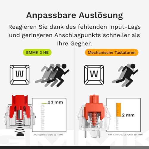 GLORIOUS Gaming GMMK 3 HE Tastatur Rapid Trigger: Hall-Effekt, 8k Abrufrate, MX/HE Schalter, Hot-Swap 100%, Dichtungssystem, Doubleshot PBT Tastenkappen, QWERTZ Deutsch (Schwarz) Bild 3