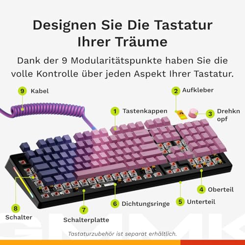GLORIOUS Gaming GMMK 3 HE Tastatur Rapid Trigger: Hall-Effekt, 8k Abrufrate, MX/HE Schalter, Hot-Swap 100%, Dichtungssystem, Doubleshot PBT Tastenkappen, QWERTZ Deutsch (Schwarz) Bild 6