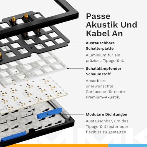 GLORIOUS Gaming GMMK 3 HE Tastatur Rapid Trigger: Hall-Effekt, 8k Abrufrate, MX/HE Schalter, Hot-Swap 100%, Dichtungssystem, Doubleshot PBT Tastenkappen, QWERTZ Deutsch (Schwarz) Bild 7