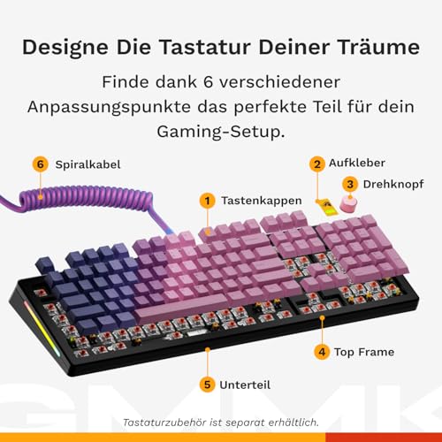 GLORIOUS Gaming GMMK 3 Mechanische Tastatur mit Drehknopf: Full Size 100%, Dichtungssystem, Doubleshot PBT Tastenkappen, Aluminium Platte, Hot-Swap fähig, QWERTZ Deutsch (Schwarz) Bild 4