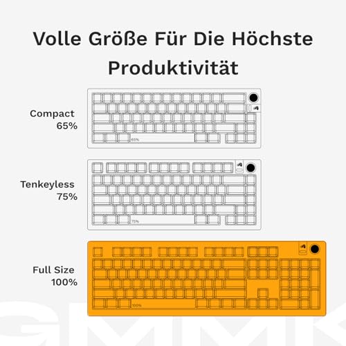 GLORIOUS Gaming GMMK 3 Mechanische Tastatur mit Drehknopf: Full Size 100%, Dichtungssystem, Doubleshot PBT Tastenkappen, Aluminium Platte, Hot-Swap fähig, QWERTZ Deutsch (Schwarz) Bild 6