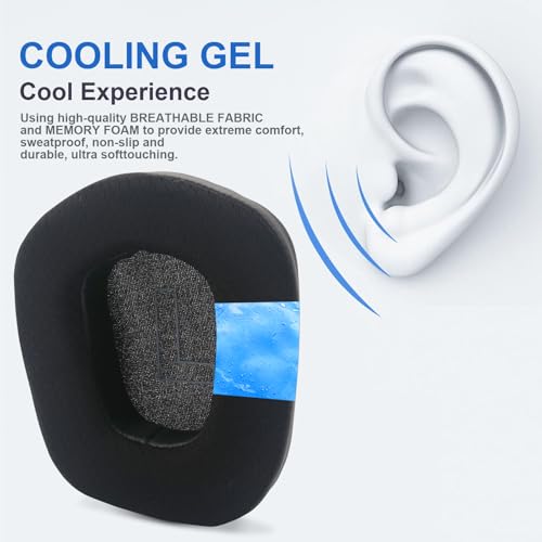 G733 Ersatz-Ohrpolster aus Netzstoff, kompatibel mit Logitech G733 Lightspeed RGB kabellosen Kopfhörern, Memory-Schaum, Ohrpolster, Ohrenschützer, Ohrmuscheln, Reparaturteile (Kühlende Gel) Bild 2