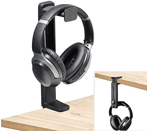 Headset-Ständer, Kopfhörerständer, 360 Grad drehbar, 2-in-1, über und unter dem Schreibtisch, Gaming-Headset-Halterung, Halterung, Haken, Headset-Ständer, Headset-Halter, Kopfhörerhalter Bild 2