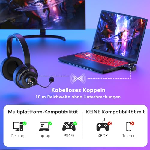 TONOR Kabellos ModMic Kompatibel mit PS4/PS5, Rauschunterdrückung/EIN-klick-Mute/USB-Aufladbar, Abnehmbares Magnet Mikrofon für Gaming Headsets, Boom Mic Kompatibel mit PS4, PS5, PC, Laptop, TGP1 Bild 2