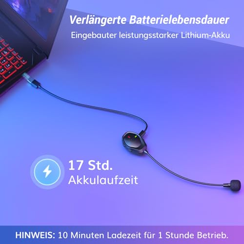 TONOR Kabellos ModMic Kompatibel mit PS4/PS5, Rauschunterdrückung/EIN-klick-Mute/USB-Aufladbar, Abnehmbares Magnet Mikrofon für Gaming Headsets, Boom Mic Kompatibel mit PS4, PS5, PC, Laptop, TGP1 Bild 4