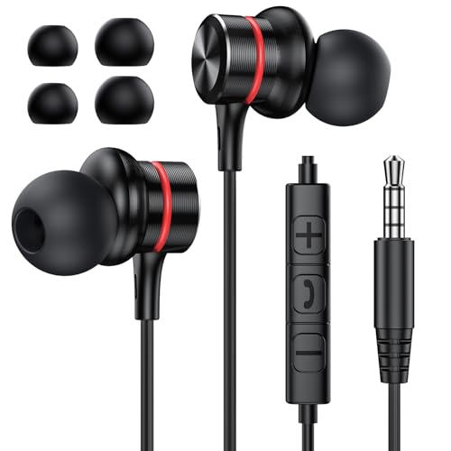 MOSWAG In Ear Kopfhörer mit Kabel, In Ear Kopfhörer 3.5mm Klinke, Anschlussom Kabel Ohrhörer mit Mikrofon und Lautstärkeregler für iPhone, Samsung, Desktop PC, Tablets, Laptops, MP3, MP4 (1PACK) Bild 1