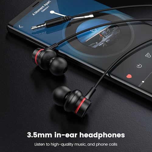 MOSWAG In Ear Kopfhörer mit Kabel, In Ear Kopfhörer 3.5mm Klinke, Anschlussom Kabel Ohrhörer mit Mikrofon und Lautstärkeregler für iPhone, Samsung, Desktop PC, Tablets, Laptops, MP3, MP4 (1PACK) Bild 2